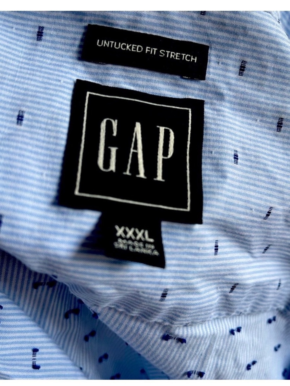 GAP Men's Light Blue Button-Down with Navy Micro-Dots